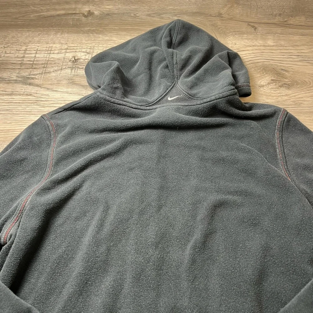 Nike‎ Zip Hoodie Girls XL Black Embroidered Script Logo Contrast Stitch Fleece